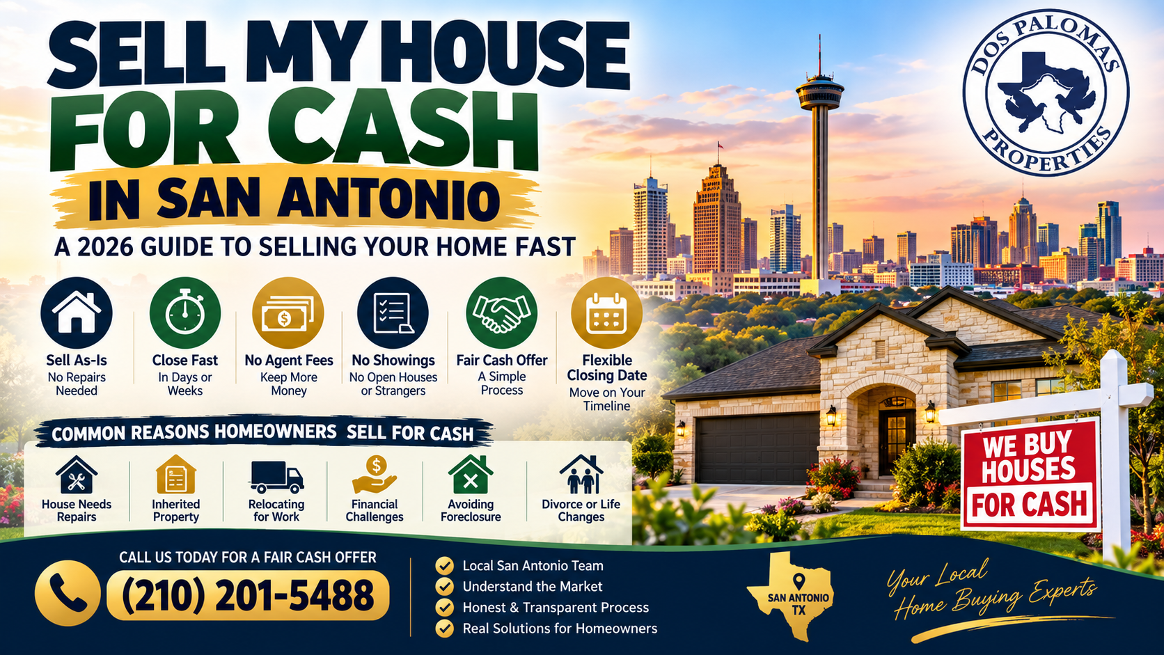 Sell my house for cash in San Antonio TX with Dos Palomas Properties